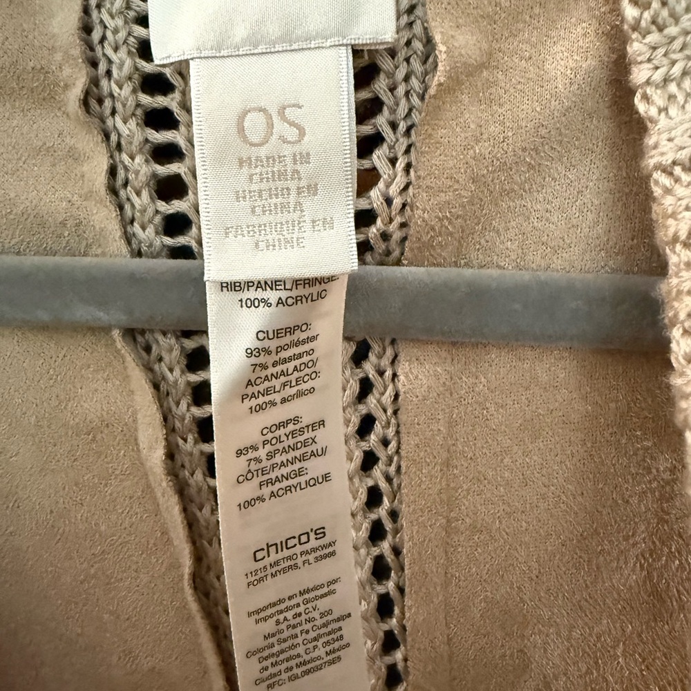 Chico’s Fringe Kimono Cardigan OS Boho Western Coastal Cowgirl Neutral Layerin - Picture 4 of 4